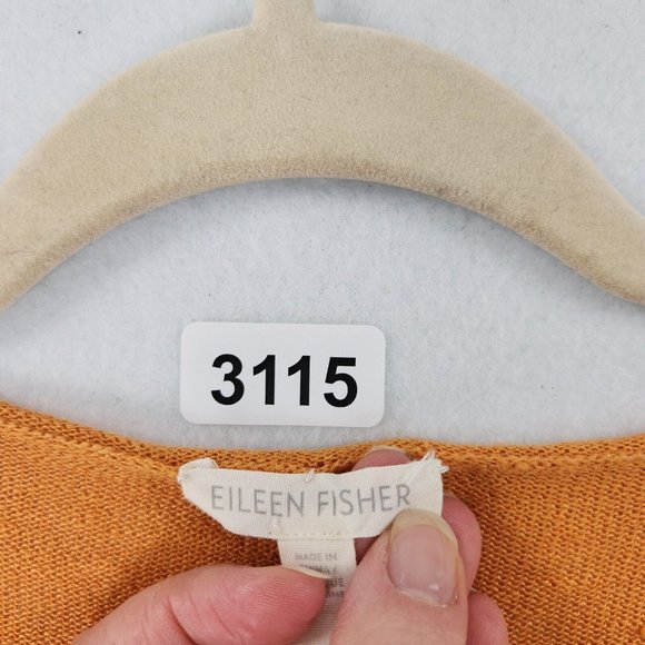 Eileen Fisher Shirt Womens Large Orange Organic Linen Long Sleeve Crew Neck - Picture 6 of 9